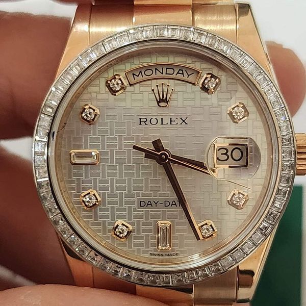 新北流當手錶拍賣 原裝 ROLEX 勞力士 118395BR 18K玫瑰金 方鑽圈 自動 男錶 9成9新 UJ039