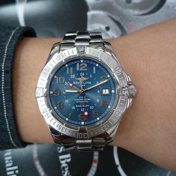 新北流當手錶拍賣 原裝 BREITLING 百年靈 GMT 自動 男錶 盒單齊 9成5新 喜歡價可議 ZR449